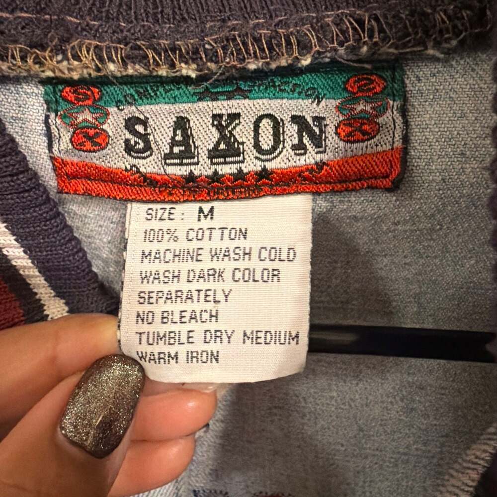 Vintage Saxon Club Embroidered Denim Varsity Jacket - Picture 4 of 8